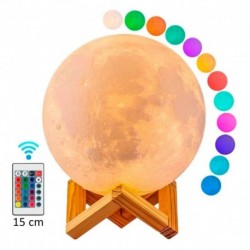 Lampara Luna Con Control Luz Led Colores