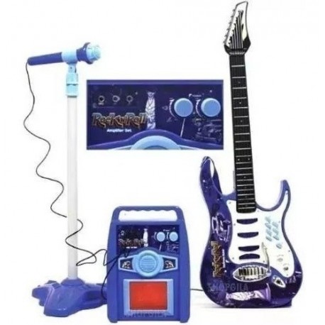 Guitarra Karaoke Azul +parlante+ Microfono 3en1 (Entrega Inmediata)