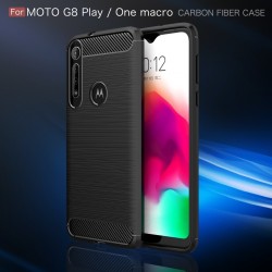 Estuche Funda Carbono Motorola Moto One Macro + Vidrio (Entrega Inmediata)