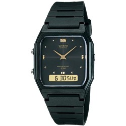 Watch Casio AW48HE-1AV Men Black Resin Band Analog Digital Dual Time Zone