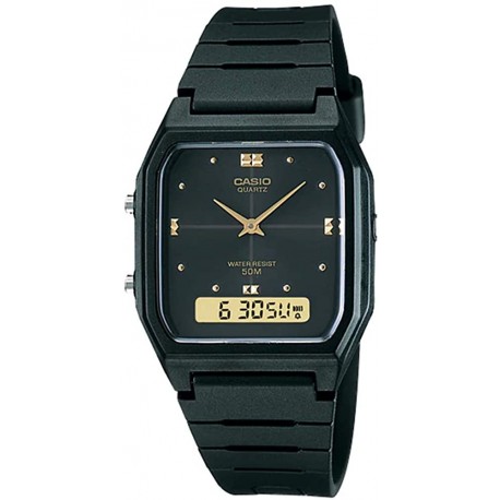 Watch Casio AW48HE-1AV Men Black Resin Band Analog Digital Dual Time Zone