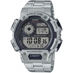 Watch Casio AE-1400WHD-1A Digital World Time Stainless Steel Men Sport AE-1400