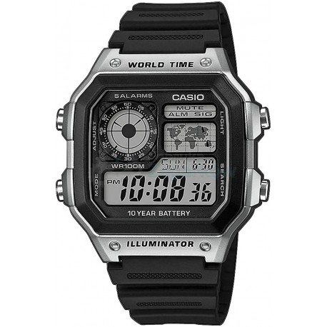 Casio AE-1200WH-1CVEF Men's Black Silicone Watch.