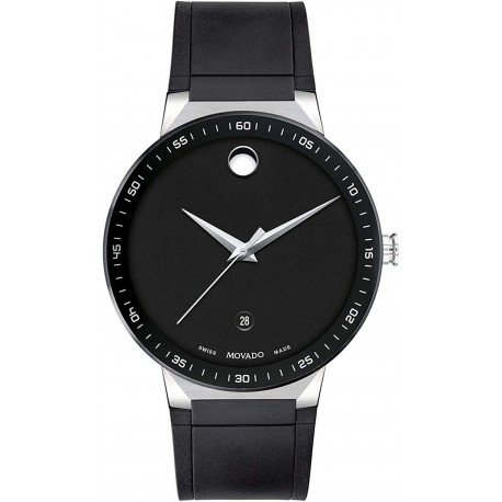 Watch Movado 607406 Men Swiss Sapphire Black Rubber Strap 41mm Model 0607406