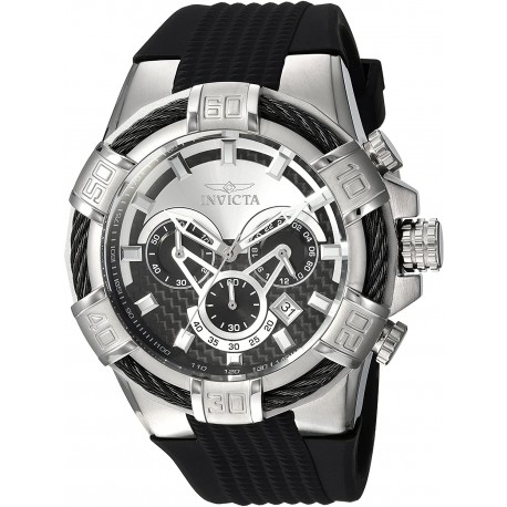 Invicta Men's Bolt Stainless Steel Quartz Watch with Silicone Strap, Black, 32 (Model: 24691)