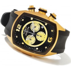 Watch Invicta 10067 Men Lupah Revolution Chronograph Gold Tone Case Black Polyurethane Strap