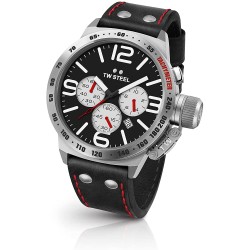Reloj TW Steel CS7 Hombre Canteen Stainless Quartz Leather Calfskin Strap Black 22 Model: