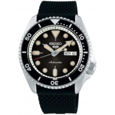 Watch Seiko SRPD73K2 5 Sports Silver Stainless Steel Case Black Silicone Strap Automatic Men Men es