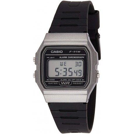 Watch Casio F-91WM-1B Alarm Chronograph Classic Digital Retro F-91 Gray