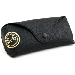 Gafas Ray-Ban Ray Ban Black Leather Like Medium Case Gold Stamp Authenticity Booklet Microfiber Cloth