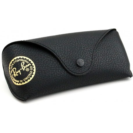 Gafas Ray-Ban Ray Ban Black Leather Like Medium Case Gold Stamp Authenticity Booklet Microfiber Cloth