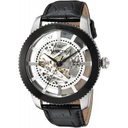 Watch Invicta 23637 Men Vintage Stainless Steel Automatic-self-Wind Leather Calfskin Strap Black 22 Model: