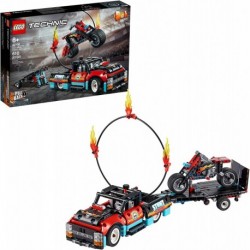 LEGO Technic Stunt Show Truck & Bike 42106 Vehicle Building Set Includes Toy Motorcycle and Trailer New 2020 610 Pieces