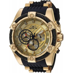 Watch Invicta 25526 Men Bolt 52mm Stainless Steel and Silicone Chronograph Quartz , Black/Gold