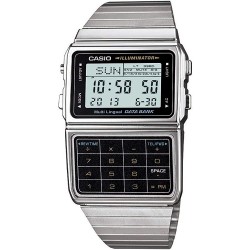 Watch Casio Men Silver Tone 25 Memory Calculator Databank