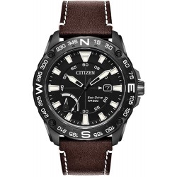 Watch Citizen AW7045-09E PRT Black Dial Leather Strap Men
