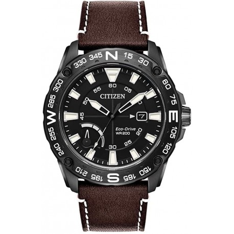 Watch Citizen AW7045-09E PRT Black Dial Leather Strap Men