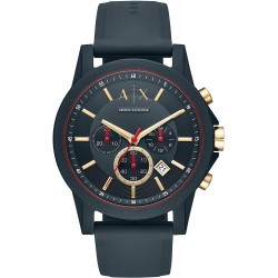 Watch Armani AX1335 Exchange Men Stainless Steel Analog-Quartz with Silicone Strap, Blue, 22 (Model: AX1335)