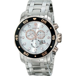 Watch Invicta 80037 Men Pro Diver Chronograph Silver Dial Stainless Steel