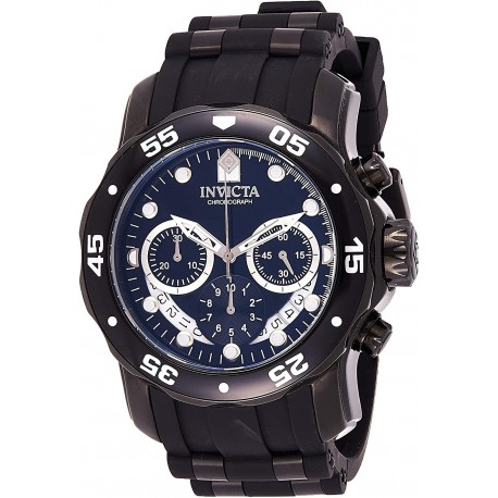 Watch Invicta 6986 Men Pro Diver Scuba 48mm Black Stainless Steel Quartz with Silicone Strap,