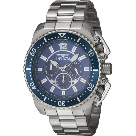 Watch Invicta 21953 Men Pro Diver 48mm Stainless Steel Chronograph Quartz Blue Dial , Silver, Gold, Two Tone