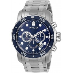 Watch Invicta 0070 Men Pro Diver Quartz Chronograph with Stainless Steel Strap, Silver, 26 Model 0073)