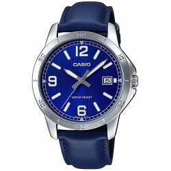 Watch Casio MTP-V004L-2B Men Casual Blue Leather Band Dial Date