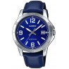 Watch Casio MTP-V004L-2B Men Casual Blue Leather Band Dial Date