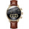 Watch Luxury Men Big Dial Chronograph Sapphire Glass Waterproof Quartz Black Leather Gold