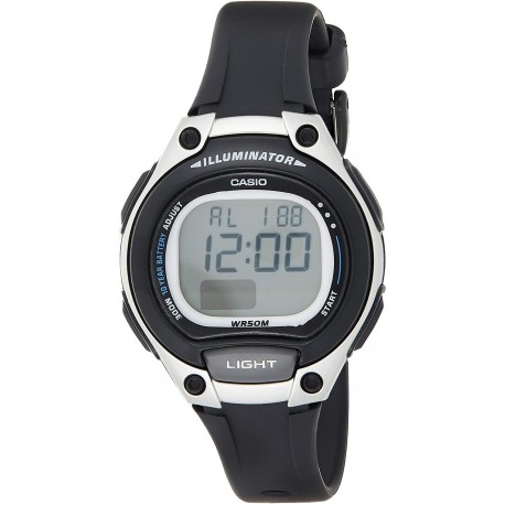 Reloj Casio LW-203-1A Ladies Boys Black Silver Resin Strap Digital LW-203 New