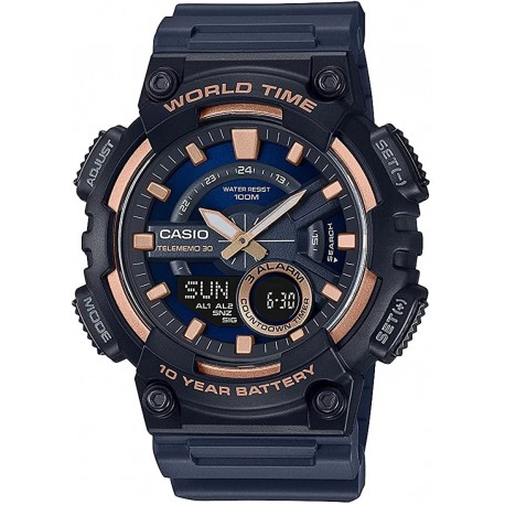 Watch Casio AEQ-110W-2A3VCF 10-Year Battery Quartz Resin Strap, Black, 28.4 Casual (Model: AEQ-110W-2A3VCF)