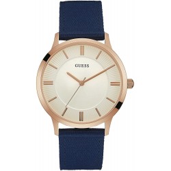 Watch Guess Silver Dial Blue Fabric Strap Men W0795G1