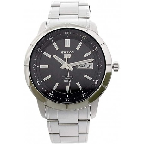 Watch Seiko 5 SNKN55J1 Men Japan Stainless Steel Black Dial Day Date Automatic