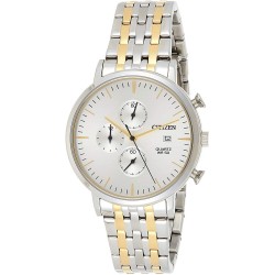 Watch Citizen AN3614-54A Analog Stainless Steel Silver Case and White Dial with Chronograph Date Display, Men ,