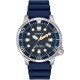 Watch Citizen BN0151-09L Men Divers Eco-Drive with Blue Dial Analogue Display and PU Strap