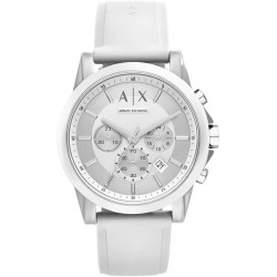 Watch Armani AX1325 Exchange Outerbanks Analog-Quartz with Silicone Strap, White, 22 (Model: AX1325)