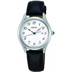 Watch Seiko SUR639P1 Men Stainless_Steel Quartz Fitness with Leather Strap, Black, 13