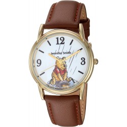Watch Disney WDS000765 Men Winnie The Pooh Analog Quartz with Patent Leather Strap, Brown, 18