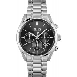 Watch 1513871 BOSS Black Men Quartz with Stainless Steel Strap, Silver, 22