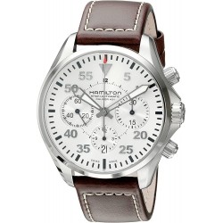 Watch Hamilton H64666555 Men Khaki Aviation Stainless Steel Automatic with Brown Leather Band