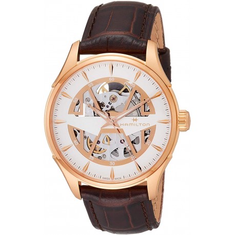Watch Hamilton H42505510 Jazzmaster Automatic Skeleton Dial Brown Leather Strap