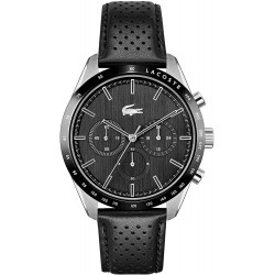 Watch Lacoste 2011109 Men Stainless Steel Quartz Strap, Black Leather, 20