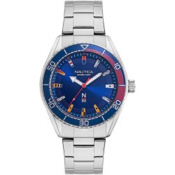 Watch Nautica NAPFWS004 Men Quartz Stainless Steel Strap, Silver, 22 Casual