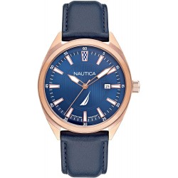 Watch Nautica NAPBPS010 Men Stainless Steel Quartz Leather Strap, Blue, 22 Casual
