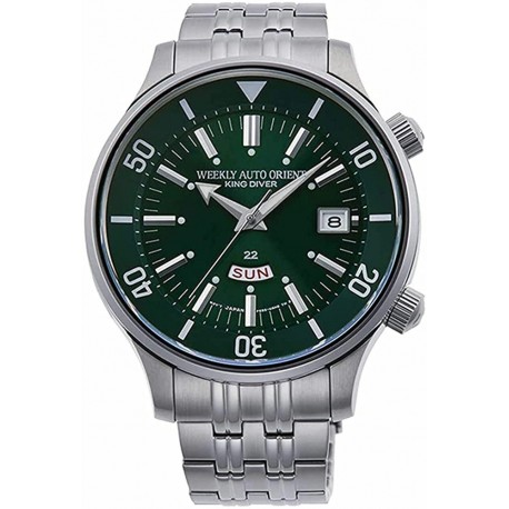 Watch Orient RA-AA0D03E1HB Men Weekly King Diver Stainless Steel Green Dial Day Date Automatic