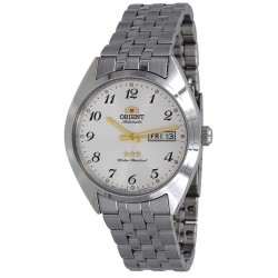 Watch Orient RA-AB0E16S Men 3 Star Stainless Steel Silver Numbers Dial Day Date Automatic