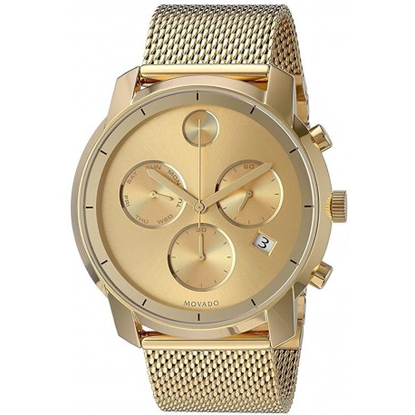 Watch Movado 3600372 Men BOLD Thin Yellow Gold Chronograph with a Printed Index Dial, (Model 3600372)
