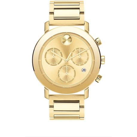 Watch Movado 3600682 Men Swiss Quartz with Stainless Steel Strap, Yellow Gold, 22