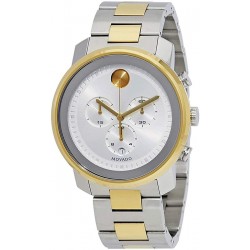 Watch Movado 3600432 Men BOLD Metals Chronograph with Printed Index Dial, Silver/Grey/Gold (3600432)
