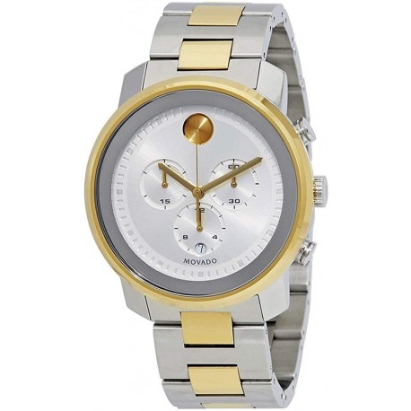 Watch Movado 3600432 Men BOLD Metals Chronograph with Printed Index Dial, Silver/Grey/Gold (3600432)